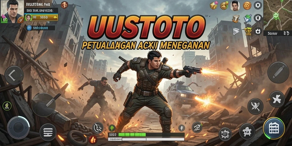 Tampilan gameplay menegangkan dari UUSTOTO dengan aksi yang seru.
